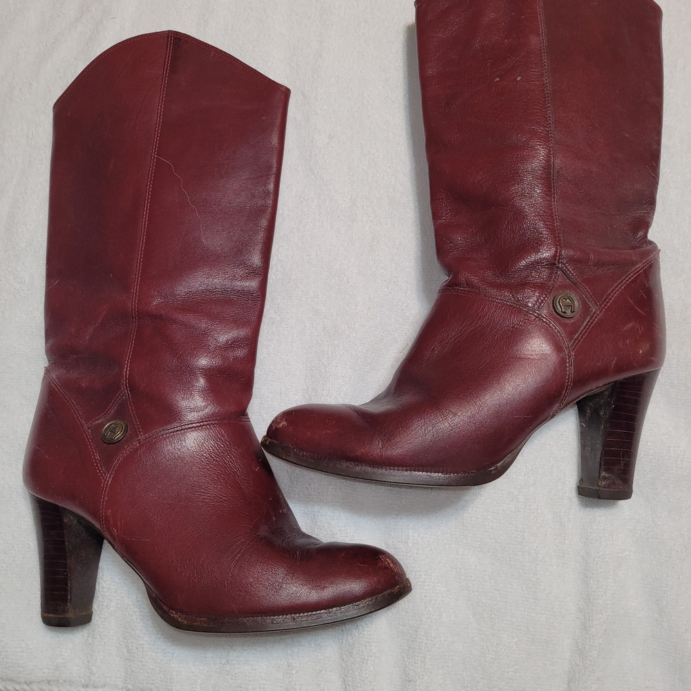 Etienne Aigner Burgundy Heeled Boots